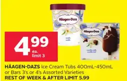 Rexall HÄAGEN-DAZS Ice Cream Tubs 400mL-450mL or Bars 3's or 4's offer