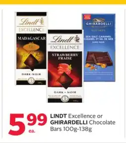 Rexall LINDT Excellence or GHIRARDELLI Chocolate Bars offer