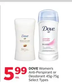 Rexall DOVE Women's Anti-Perspirant or Deodorant offer