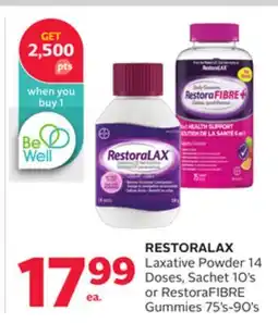 Rexall RESTORALAX Laxative Powder 14 Doses, Sachet 10's or RestoraFIBRE Gummies 75's-90's offer