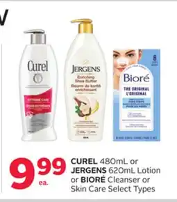 Rexall CUREL 480mL or JERGENS 620mL Lotion or BIORÉ Cleanser or Skin Care offer