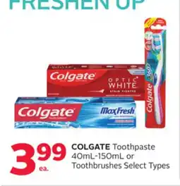 Rexall COLGATE Toothpaste 40mL-150mL or Toothbrushes offer