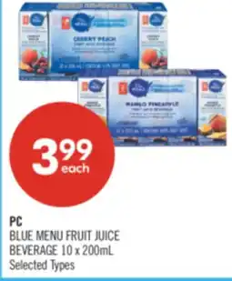 Shoppers Drug Mart PC BLUE MENU FRUIT JUICE BEVERAGE offer