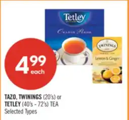 Shoppers Drug Mart TAZO, TWININGS (20's) or TETLEY (40's - 72's) TEA offer