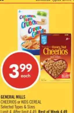 Shoppers Drug Mart GENERAL MILLS CHERRIOS or KIDS CEREAL offer
