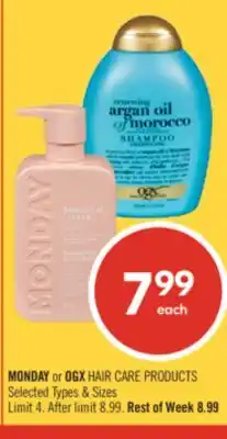 Shoppers Drug Mart MONDAY or OGX HAIR CARE PRODUCTS offer