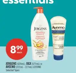 Shoppers Drug Mart JERGENS (620mL), OGX (577mL) or AVEENO (222mL - 227mL) LOTIONS offer