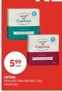 Shoppers Drug Mart CAPRINA FRESH GOAT'S MILK SOAP BAR offer