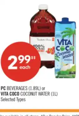 Shoppers Drug Mart PC BEVERAGES (1.89L) or VITA COCO COCONUT WATER (1L) offer