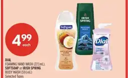 Shoppers Drug Mart DIAL FOAMING HAND WASH (221mL), SOFTSOAP or IRISH SPRING BODY WASH (591mL) offer