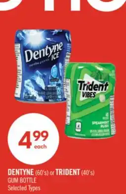 Shoppers Drug Mart DENTYNE (60's) or TRIDENT (40's) GUM BOTTLE offer