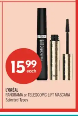 Shoppers Drug Mart L'ORÉAL PANORAMA or TELESCOPIC LIFT MASCARA offer