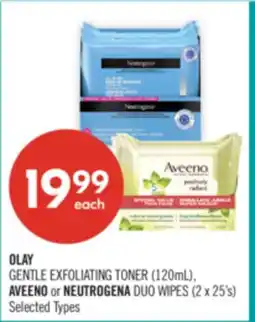Shoppers Drug Mart OLAY GENTLE EXFOLIATING TONER (120mL), AVEENO or NEUTROGENA DUO WIPES (2 x 25's) offer