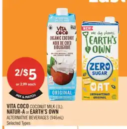 Shoppers Drug Mart VITA COCO COCONUT MILK (1L). NATUR-A or EARTH'S OWN ALTERNATIVE BEVERAGES (946mL) offer