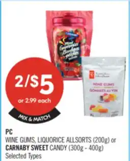 Shoppers Drug Mart PC WINE GUMS, LIQUORICE ALLSORTS (200g) or CARNABY SWEET CANDY (300g - 400g) offer