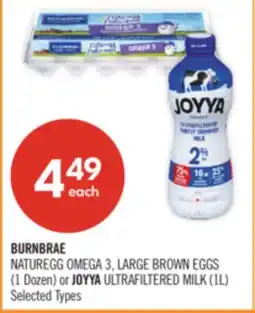 Shoppers Drug Mart BURNBRAE NATUREGG OMEGA 3, LARGE BROWN EGGS (1 Dozen) or JOYYA ULTRAFILTERED MILK (1L) offer
