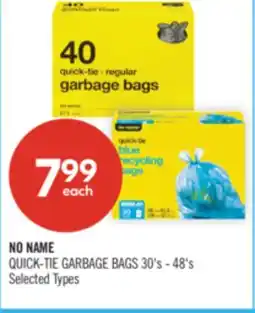 Shoppers Drug Mart NO NAME QUICK-TIE GARBAGE BAGS offer