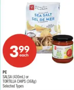 Shoppers Drug Mart PC SALSA (430mL) or TORTILLA CHIPS (368g) offer