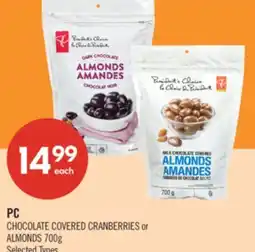 Shoppers Drug Mart PC CHOCOLATE COVERED CRANBERRIES or ALMONDS offer