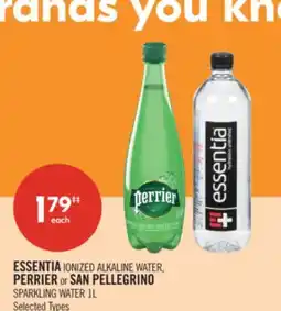Shoppers Drug Mart ESSENTIA IONIZED ALKALINE WATER, PERRIER or SAN PELLEGRINO SPARKLING WATER 1L offer