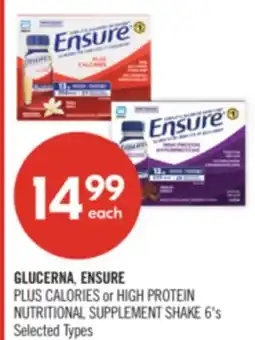 Shoppers Drug Mart GLUCERNA, ENSURE PLUS CALORIES or HIGH PROTEIN NUTRITIONAL SUPPLEMENT SHAKE offer