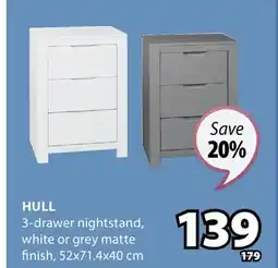 JYSK Hull 3-drawer nightstand offer