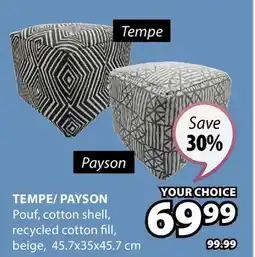 JYSK TEMPE/ PAYSON Pouf, cotton shell offer