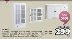 JYSK NORDBY Cabinet, 2 sliding glass doors, white, 118x130x44 cm offer
