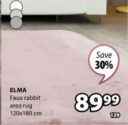 JYSK ELMA Faux rabbit area rug offer
