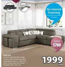 JYSK RUMFORD Sectional sofa bed offer