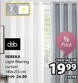 JYSK Dab Rebeka Light filtering curtain offer
