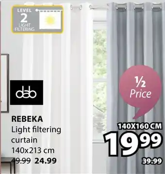 JYSK Dab Rebeka Light filtering curtain offer