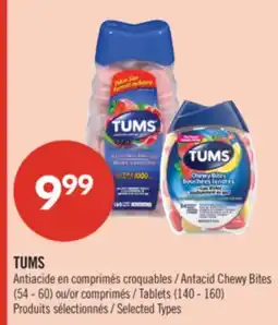 Pharmaprix TUMS Antacid Chewy Bites (54 - 60) or Tablets (140 - 160) offer