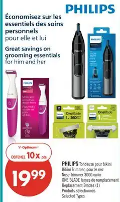 Pharmaprix PHILIPS Tondeuse Bikini Trimmer, Nose Trimmer 3000 or ONE BLADE Replacement Blades (1) offer