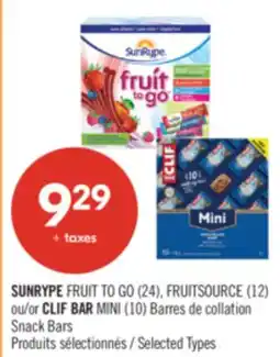 Pharmaprix SUNRYPE FRUIT TO GO (24), FRUITSOURCE (12) or CLIF BAR MINI (10) Snack Bars offer