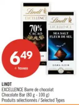 Pharmaprix LINDT EXCELLENCE Chocolate Bar (80 g - 100 g) offer