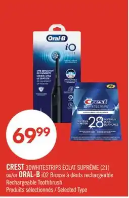 Pharmaprix CREST 3DWHITESTRIPS (21) or ORAL-B iO2 Rechargeable Toothbrush offer