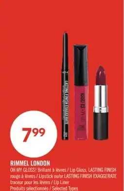 Pharmaprix RIMMEL LONDON Lip Gloss, LASTING FINISH Lipstick or LASTING FINISH EXAGGERATE Lip Liner offer