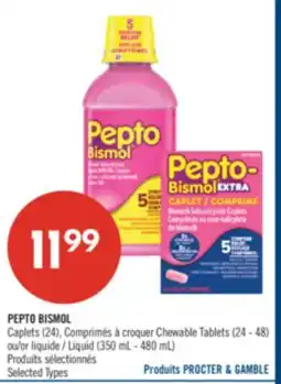 Pharmaprix PEPTO BISMOL Caplets (24), Chewable Tablets (24 - 48) or Liquid (350 mL - 480 mL) offer