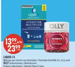 Pharmaprix LIQUID I.V. Electrolyte Drink Mix (6 x 16 g) or OLLY Multivitamins offer