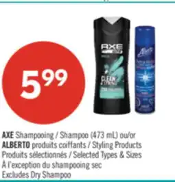 Pharmaprix AXE Shampoo (473 ml) or ALBERTO Styling Products offer