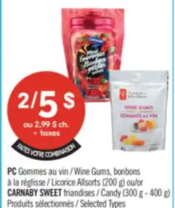 Pharmaprix PC Wine Gums, Licorice Allsorts (200 g) or CARNABY SWEET Candy (300 g - 400 g) offer