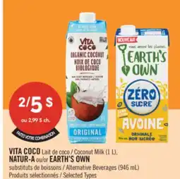 Pharmaprix VITA COCO Coconut Milk (1 L), NATUR-A or EARTH'S OWN Alternative Beverages (946 mL) offer