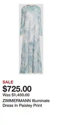 Holt Renfrew ZIMMERMANN Illuminate Dress In Paisley Print offer
