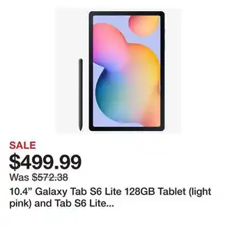 TSC Stores 10.4 Galaxy Tab S6 Lite 128GB Tablet (light pink) and Tab S6 Lite S Pen (grey) offer