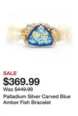 TSC Stores Palladium Silver Carved Blue Amber Fish Bracelet offer