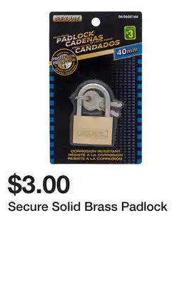 Dollarama Secure Solid Brass Padlock offer