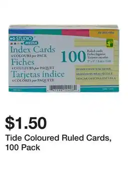 Dollarama Tide Coloured Ruled Cards, 100 Pack offer