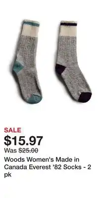 Sport Chek Woods Women's Made in Canada Everest '82 Socks - 2 pk offer