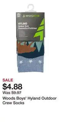 Sport Chek Woods Boys' Hyland Outdoor Crew Socks offer